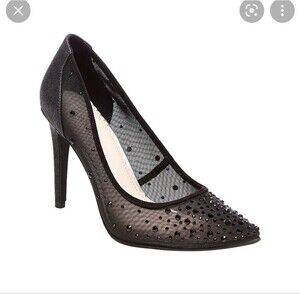Tevolio Black Eden Pumps Mesh Rhinestones  SZ 9 New